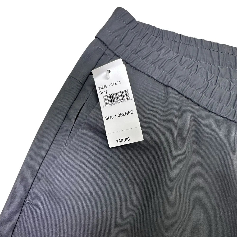 Bonobos Men’s NWT Gray Pull On Chino Pants Slim Fit Adjustable Ankle Hems 35x28